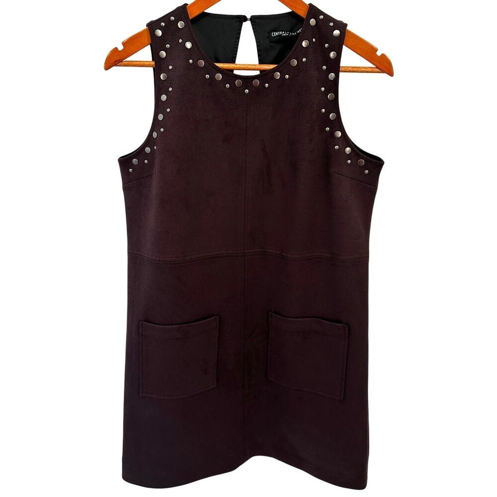 CENTRAL PARK WEST Suede Studded Sheath Shift Dress // S